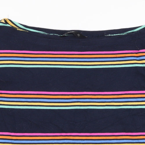 F&F Womens Blue Boat Neck Polka Dot Cotton Pullover Jumper Size 12