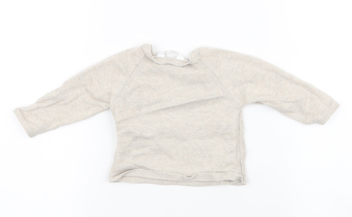 M&Co Baby Beige  100% Cotton Pullover Jumper Size 0-3 Months  Button - bearly awake