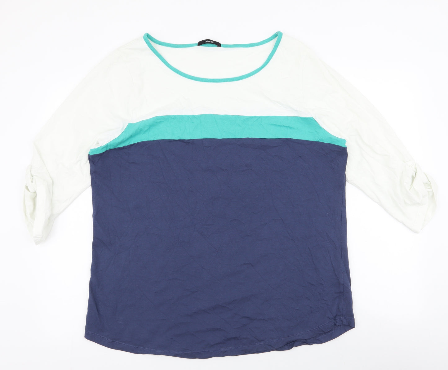 George Womens Blue  100% Cotton Jersey T-Shirt Size 22 Round Neck
