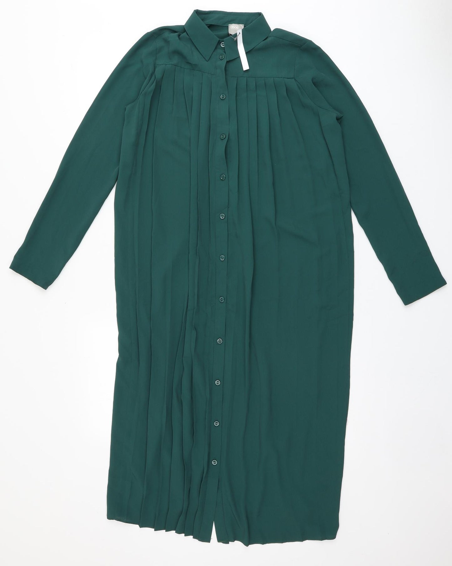 ASOS Womens Green  Polyester Shirt Dress  Size 4  Round Neck Button