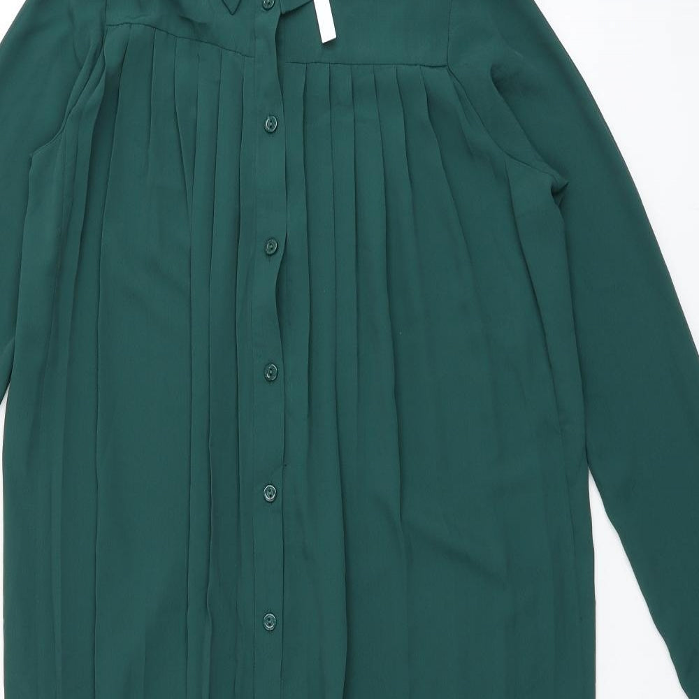 ASOS Womens Green  Polyester Shirt Dress  Size 4  Round Neck Button