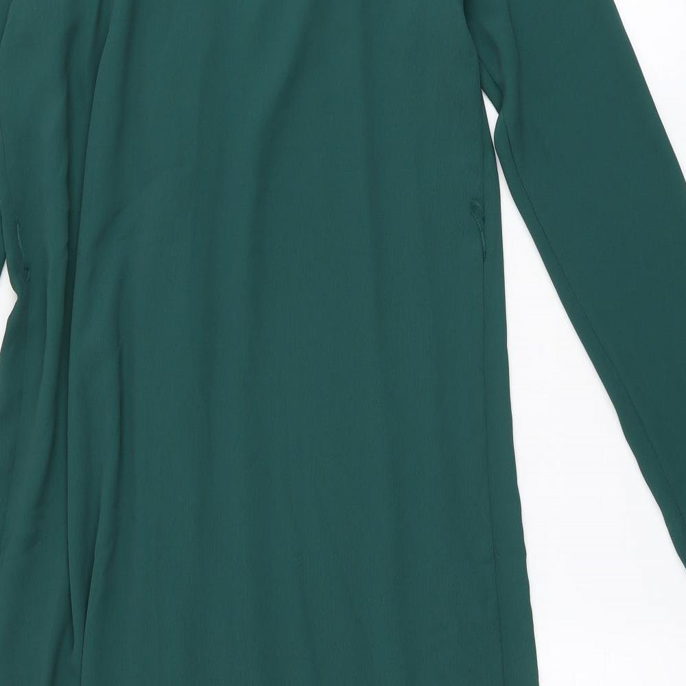 ASOS Womens Green  Polyester Shirt Dress  Size 4  Round Neck Button