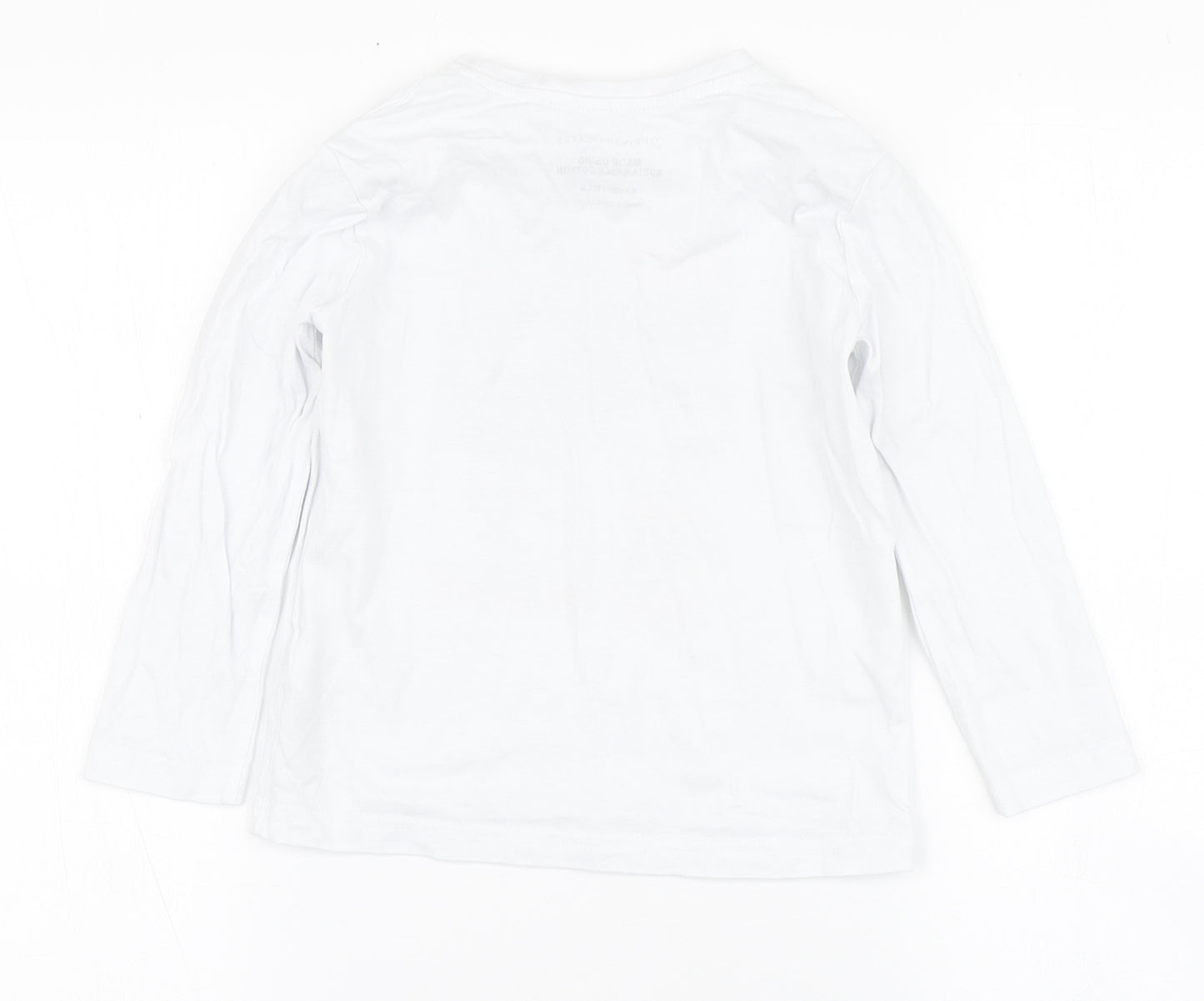 Primark Boys White  100% Cotton Basic T-Shirt Size 4-5 Years Round Neck  - T Rex