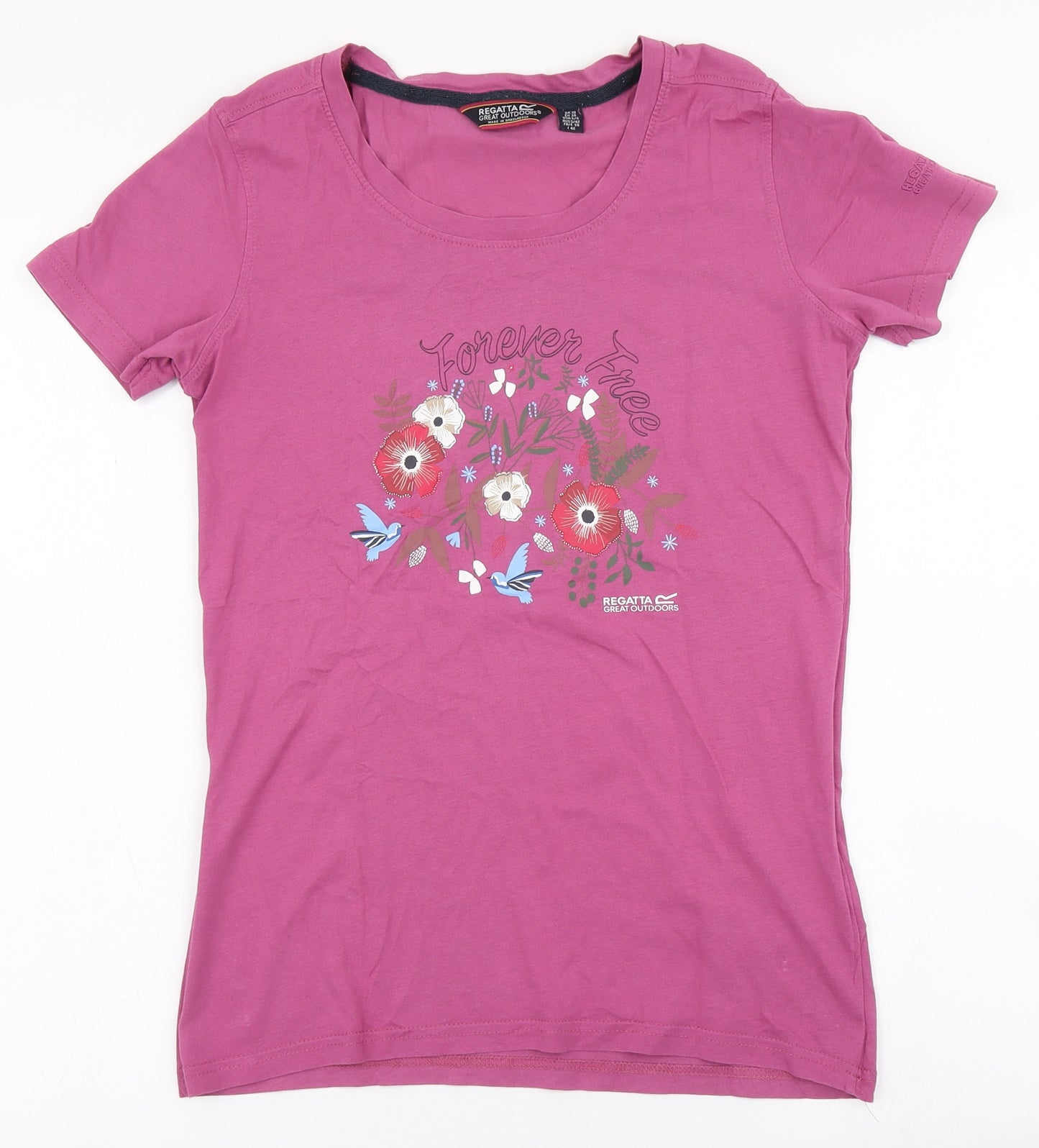Regatta Womens Pink  100% Cotton Basic T-Shirt Size 10 Round Neck - Forever Free