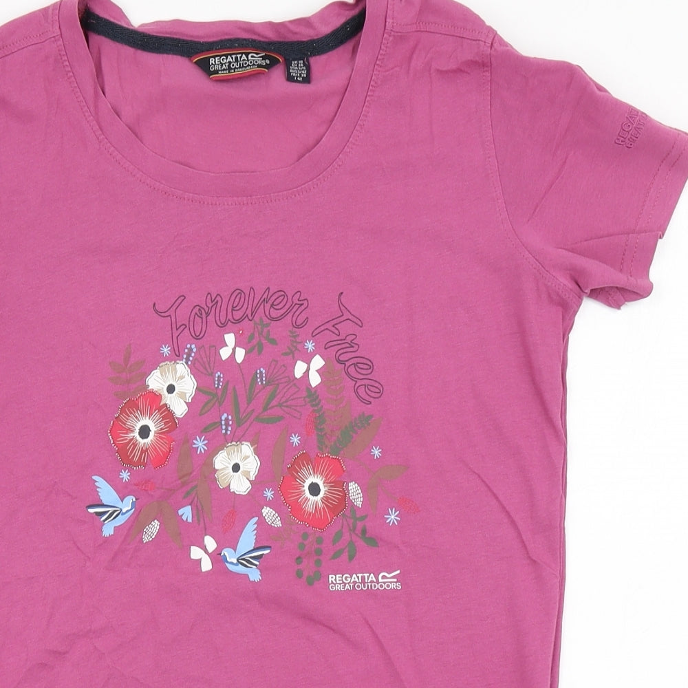 Regatta Womens Pink  100% Cotton Basic T-Shirt Size 10 Round Neck - Forever Free