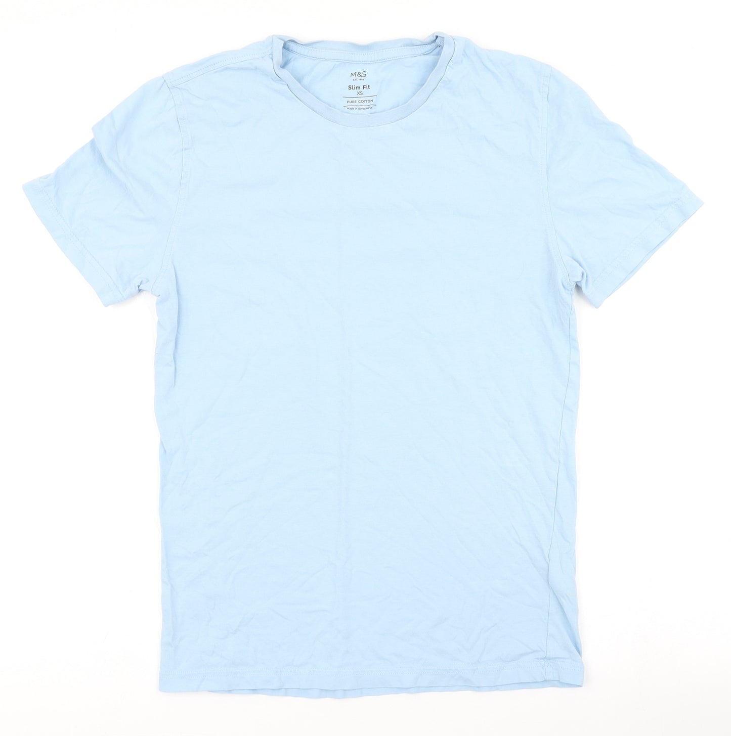 Marks and Spencer Mens Blue  Cotton  T-Shirt Size XS Round Neck