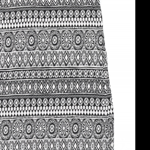 TU Womens Black Geometric Viscose A-Line  Size 16  Round Neck
