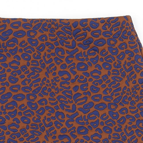 Marks and Spencer Womens Orange Animal Print Polyester A-Line Skirt Size 6