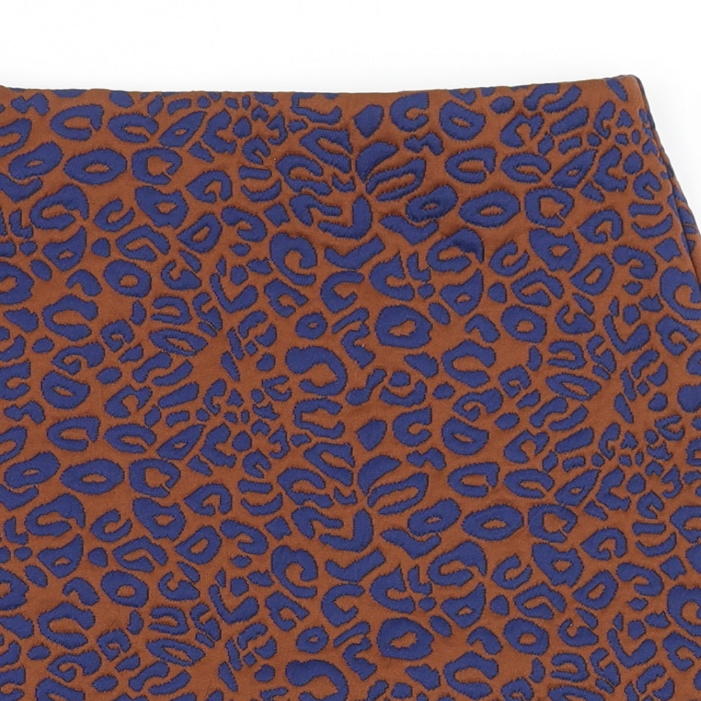 Marks and Spencer Womens Orange Animal Print Polyester A-Line Skirt Size 6