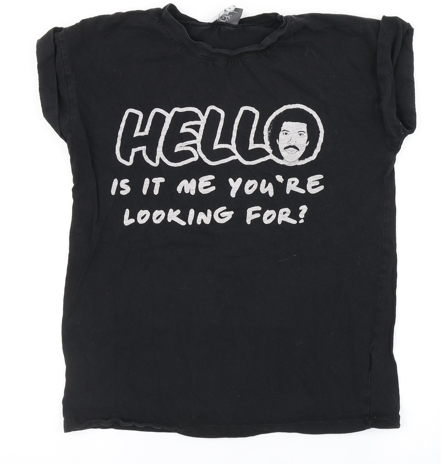 Lionel Richie Womens Black  100% Cotton Basic T-Shirt Size 8 Round Neck - Hello