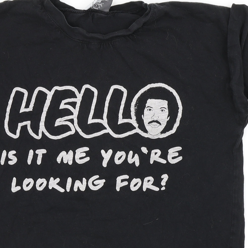 Lionel Richie Womens Black  100% Cotton Basic T-Shirt Size 8 Round Neck - Hello