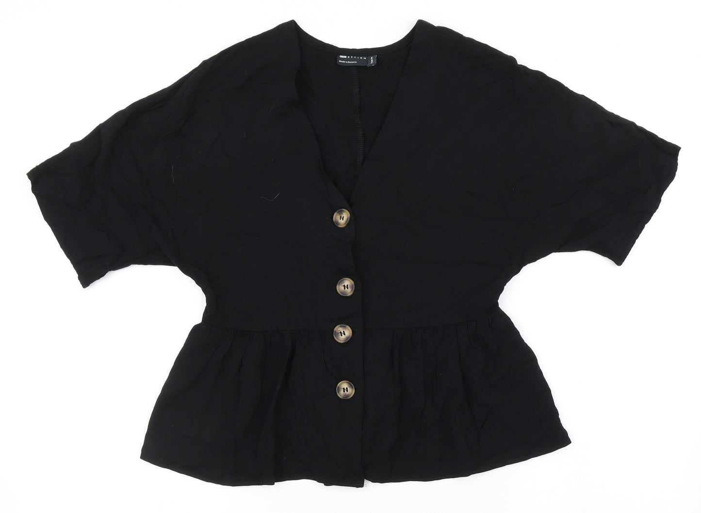 ASOS Womens Black  Viscose Basic Blouse Size 8 V-Neck