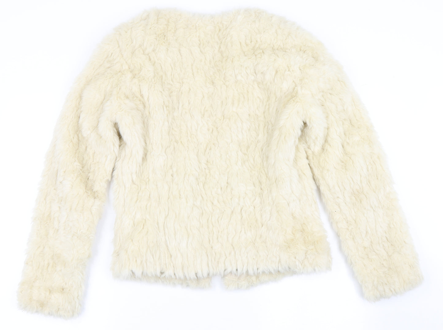New Look Womens Ivory   Jacket  Size 10  Hook & Eye - Faux Fur