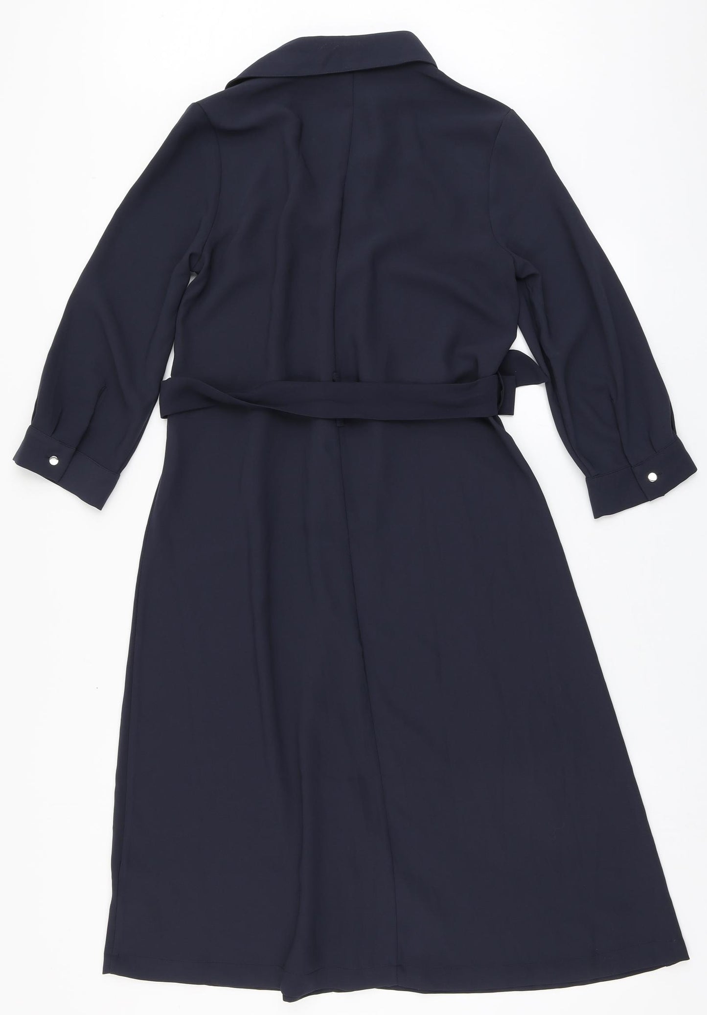 H&M Womens Blue  Polyester Shirt Dress  Size 6  Round Neck Button