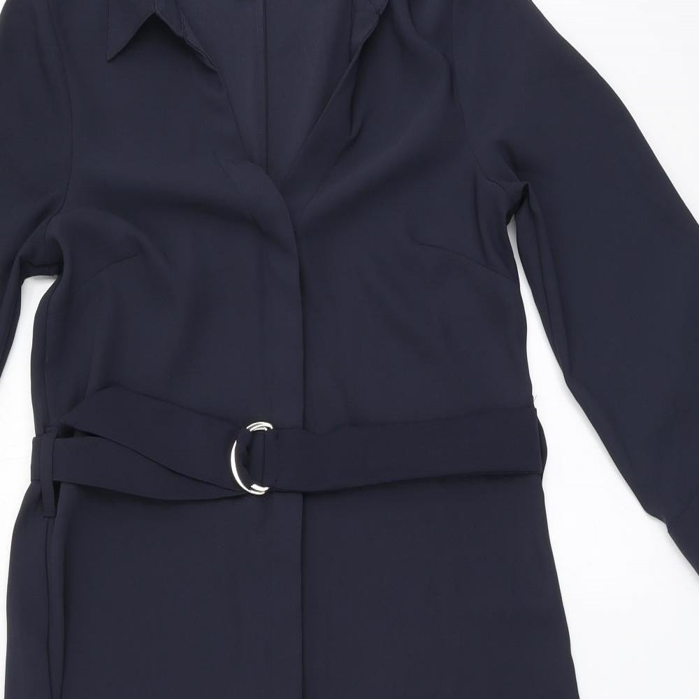 H&M Womens Blue  Polyester Shirt Dress  Size 6  Round Neck Button