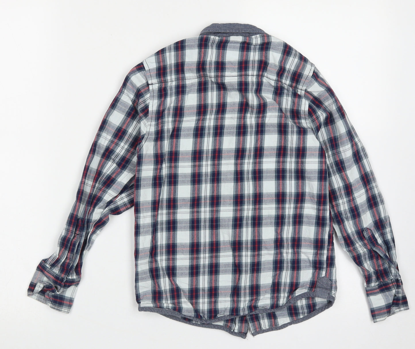 Primark Boys Blue Check Cotton Basic Button-Up Size 8-9 Years Collared Button