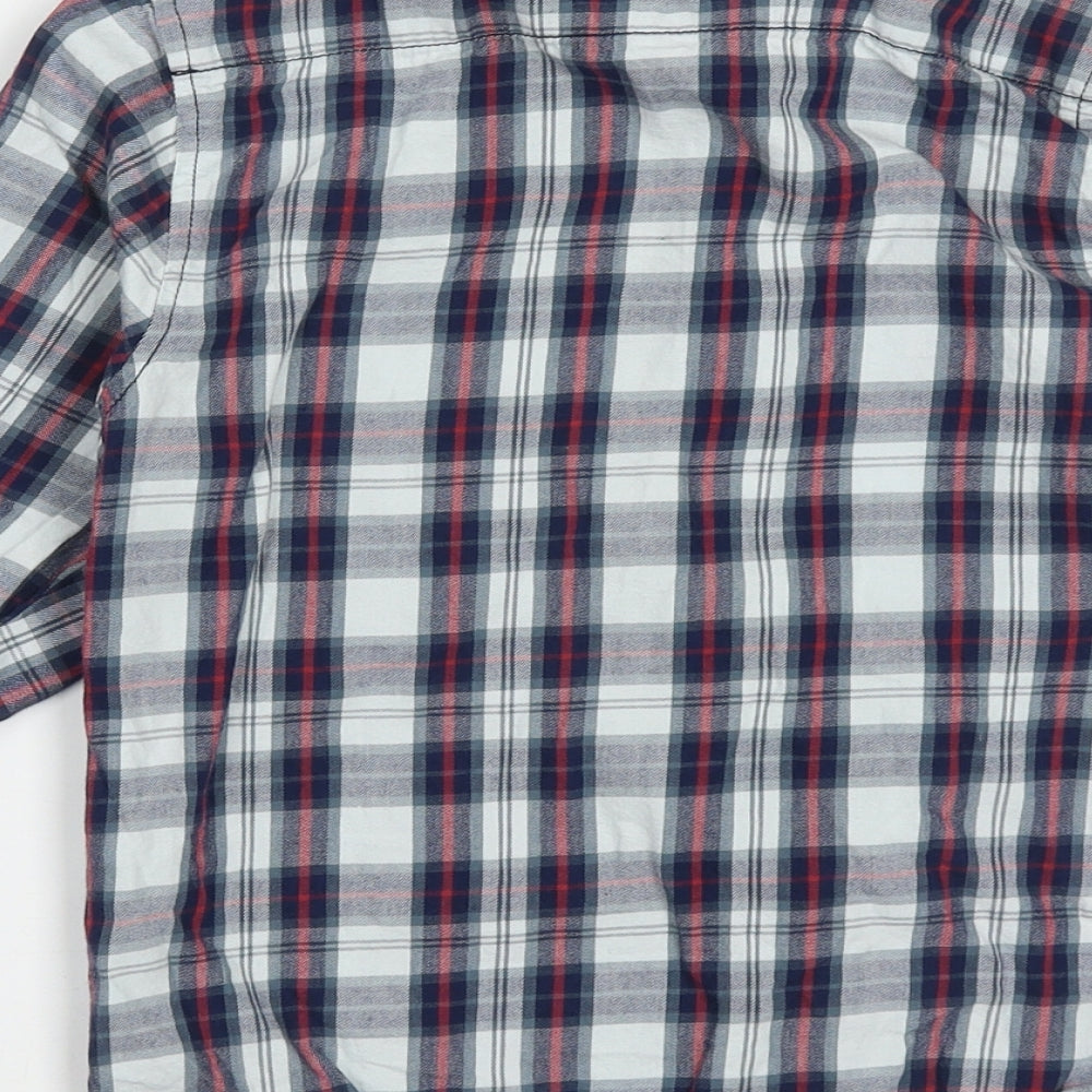 Primark Boys Blue Check Cotton Basic Button-Up Size 8-9 Years Collared Button