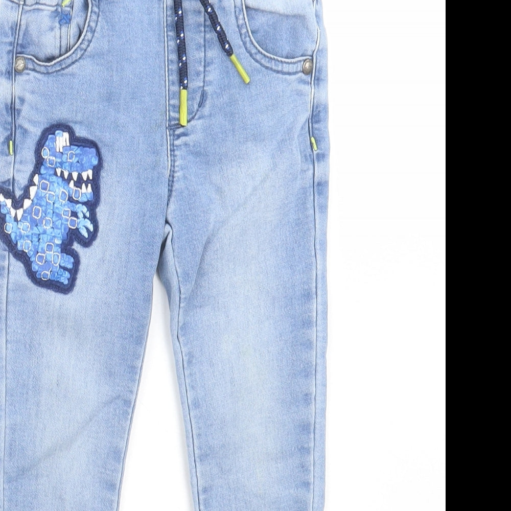 NEXT Boys Blue  Cotton Skinny Jeans Size 2-3 Years  Regular Tie
