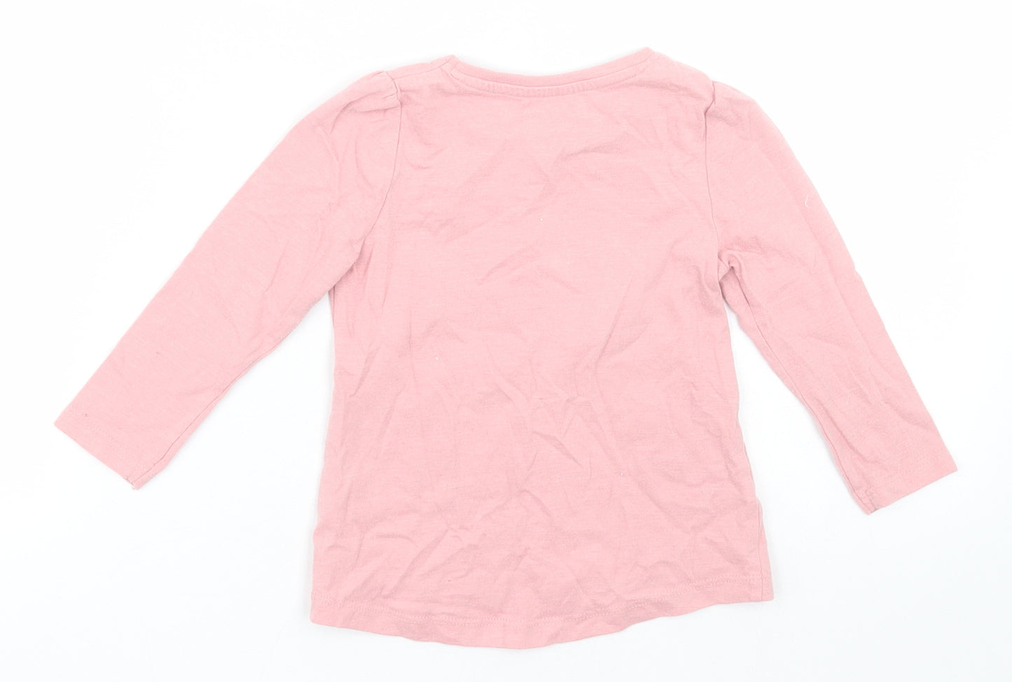 F&F Girls Pink Floral Cotton Basic Casual Size 18-24 Months Crew Neck Pullover