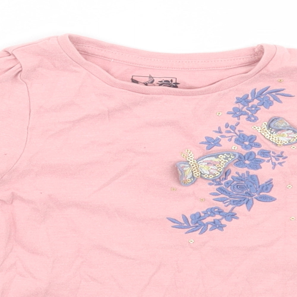 F&F Girls Pink Floral Cotton Basic Casual Size 18-24 Months Crew Neck Pullover