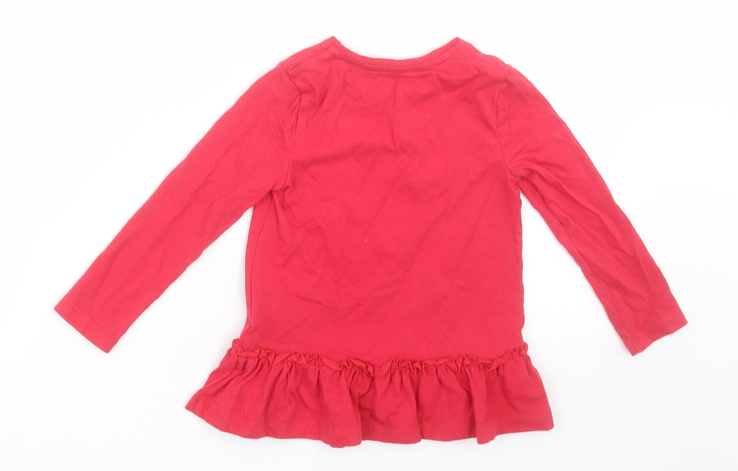 F&F Girls Red  Cotton Basic Casual Size 2-3 Years Crew Neck Pullover - my favourite things christmas