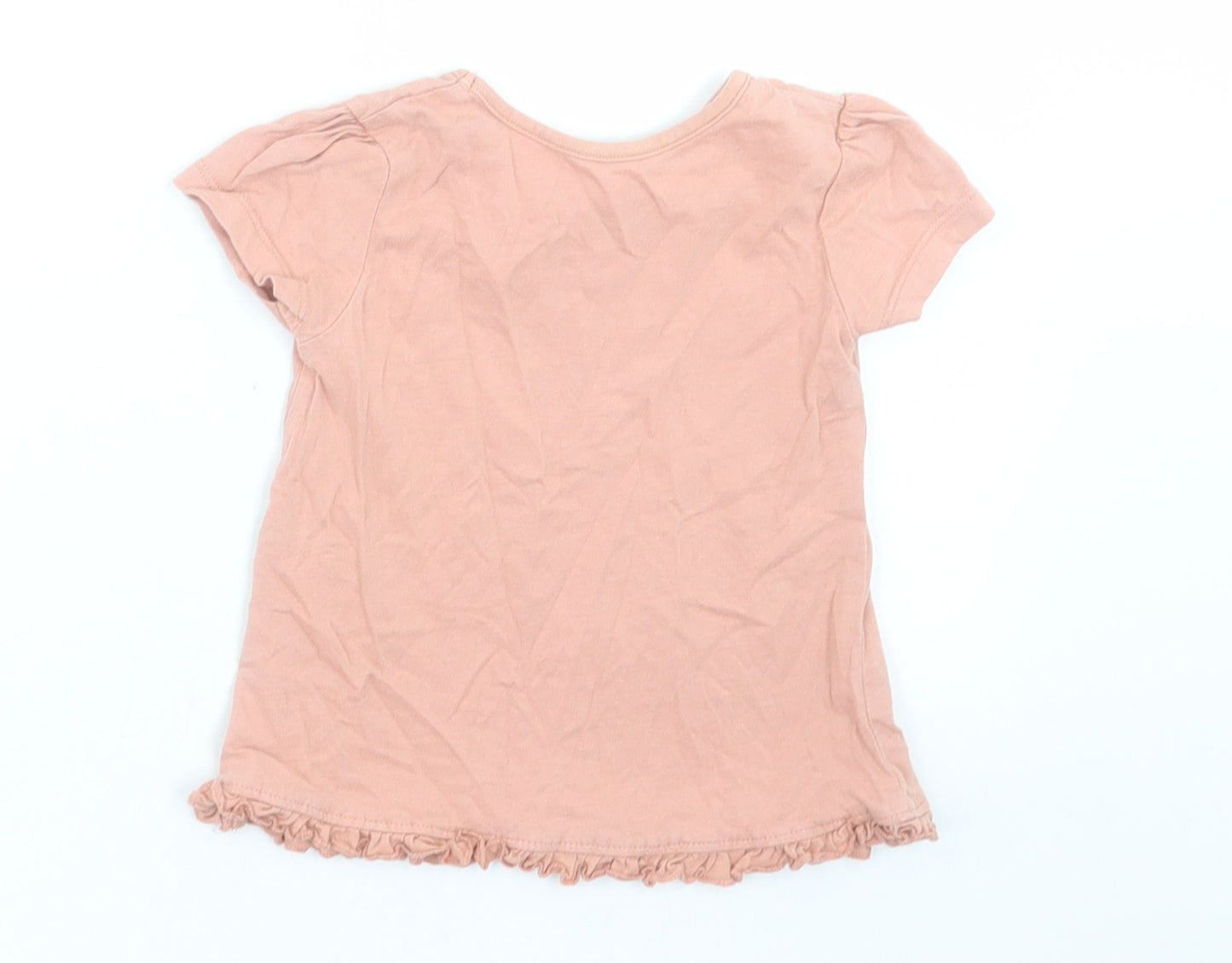 George Girls Pink  Cotton Basic T-Shirt Size 9-12 Months Crew Neck Pullover - i am loved by everyone