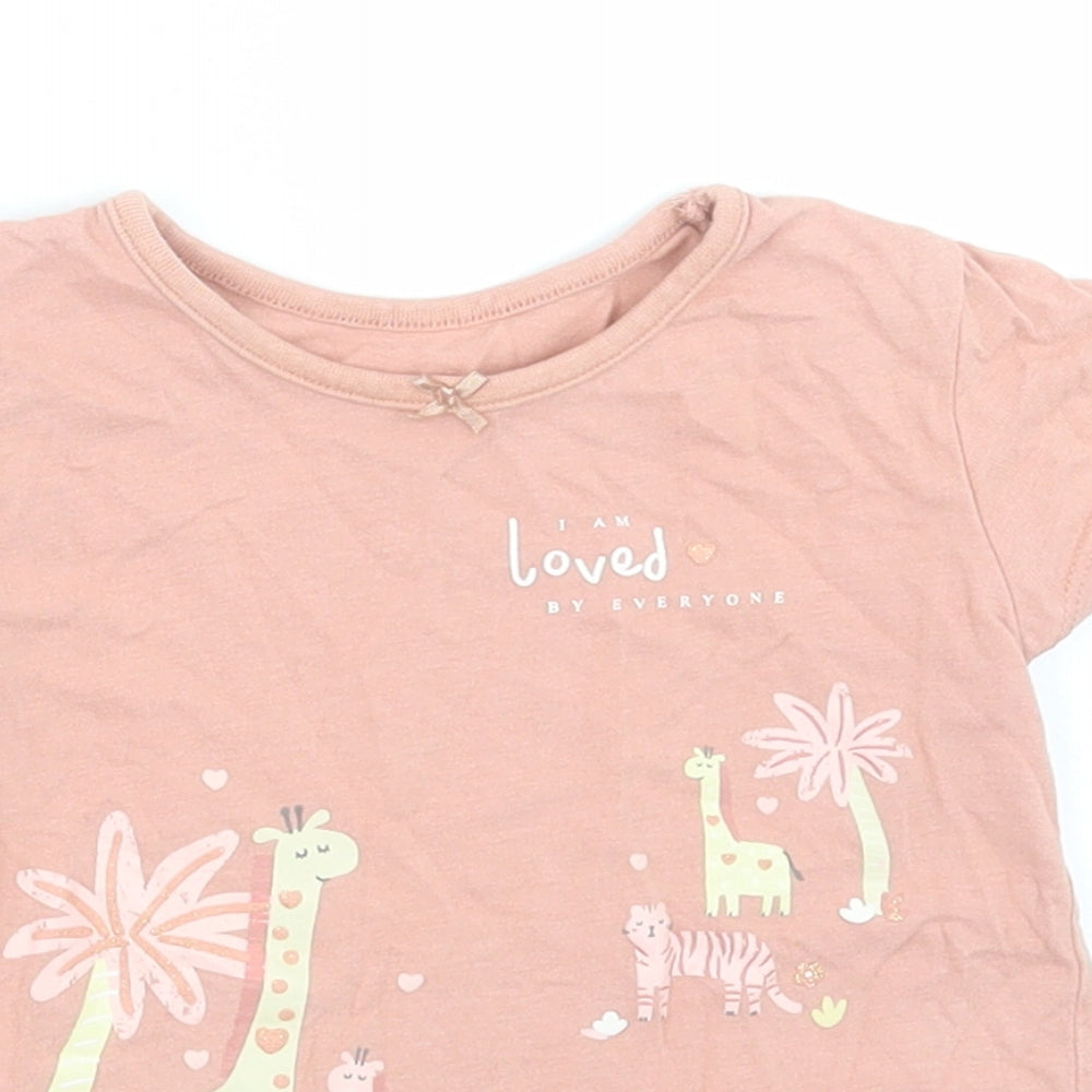George Girls Pink  Cotton Basic T-Shirt Size 9-12 Months Crew Neck Pullover - i am loved by everyone