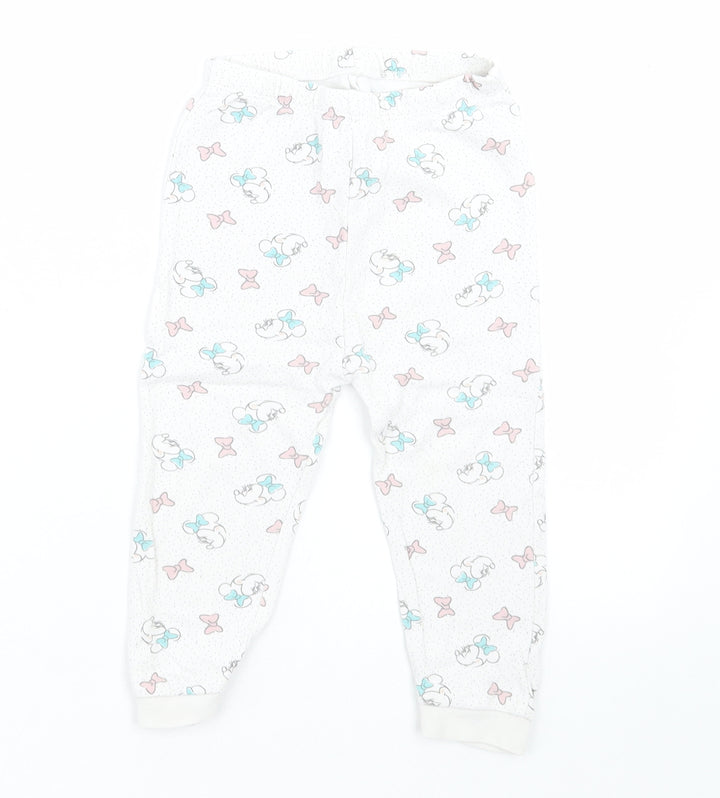 George Girls White Geometric Cotton Cami Pyjama Pants Size 18-24 Months Pullover - Minnie Mouse
