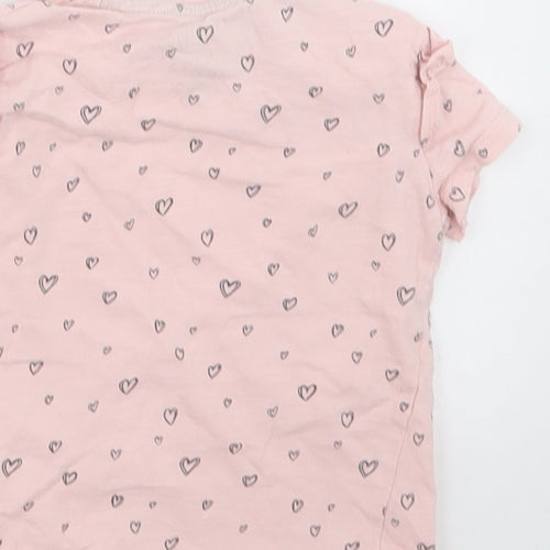F&F Girls Pink Geometric Cotton Basic T-Shirt Size 12-18 Months Crew Neck Pullover - Heart pattern