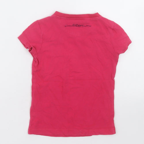 Nickelson Girls Pink  Cotton Basic T-Shirt Size 4 Years V-Neck Pullover
