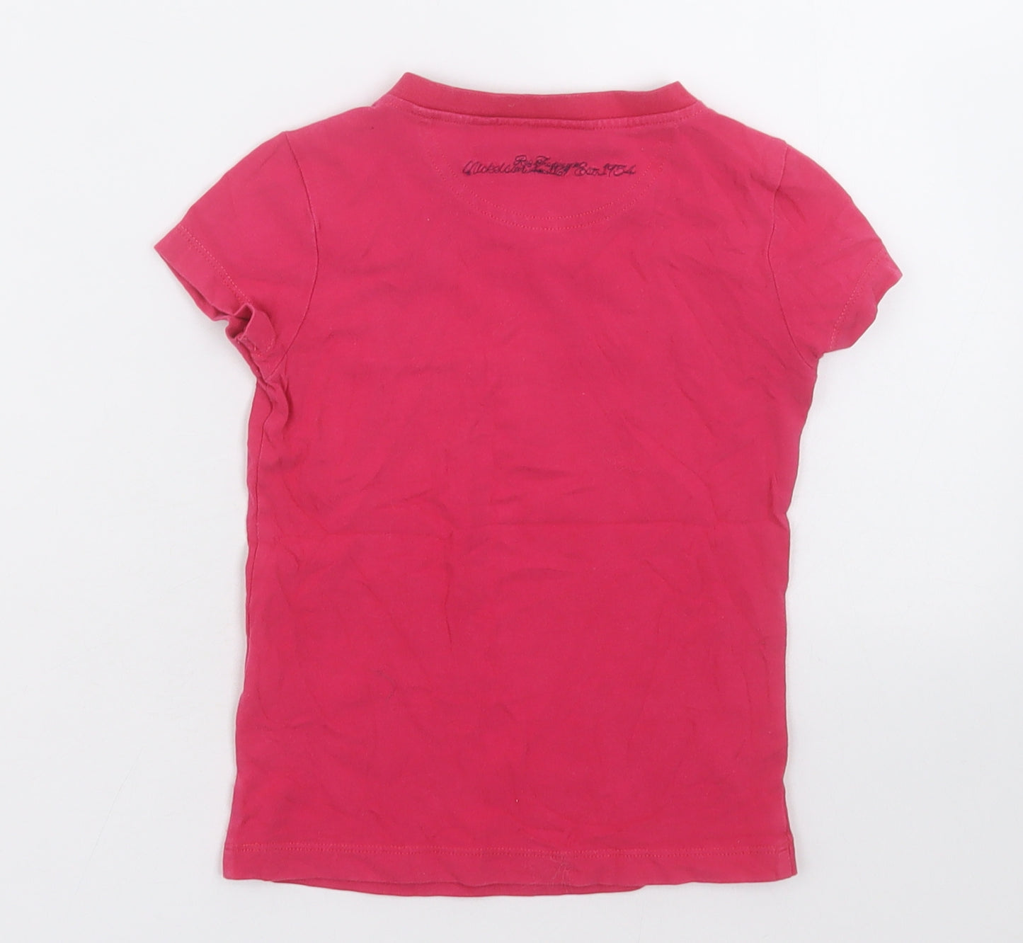 Nickelson Girls Pink  Cotton Basic T-Shirt Size 4 Years V-Neck Pullover