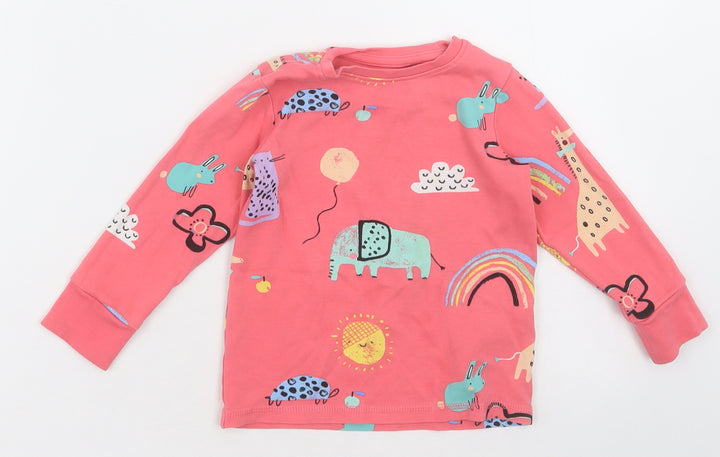 NEXT Girls Pink Geometric Cotton Cami Pyjama Top Size 2 Years Pullover