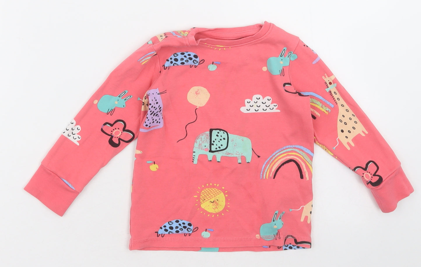 NEXT Girls Pink Geometric Cotton Cami Pyjama Top Size 2 Years  Pullover