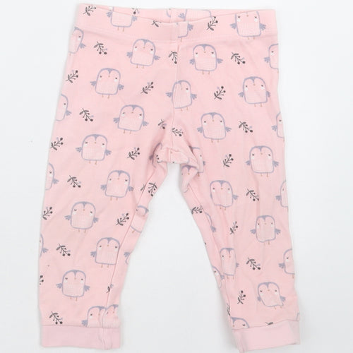 F&F Girls Pink Geometric Cotton Cami Pyjama Pants Size 12-18 Months  Pullover - owl