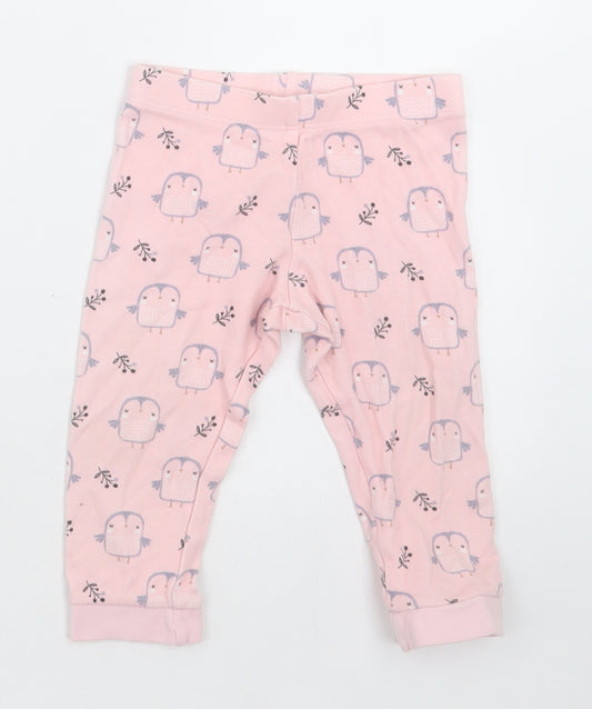 Front view of F&F girls’ pink geometric cotton cami pyjama pants, size 12-18, months pullover - owl