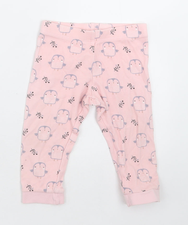 F&F Girls Pink Geometric Cotton Cami Pyjama Pants Size 12-18 Months  Pullover - owl