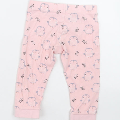 F&F Girls Pink Geometric Cotton Cami Pyjama Pants Size 12-18 Months  Pullover - owl