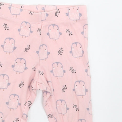F&F Girls Pink Geometric Cotton Cami Pyjama Pants Size 12-18 Months  Pullover - owl