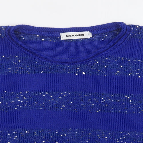 Gerard Womens Blue Crew Neck Striped  Pullover Jumper Size L