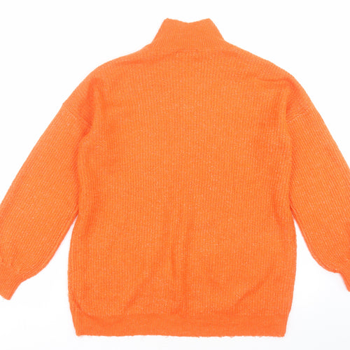 F&F Womens Orange High Neck  Acrylic Pullover Jumper Size 8