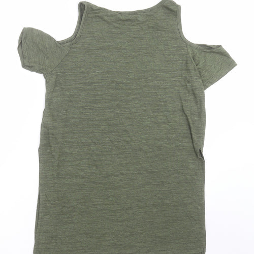 Atmosphere Womens Green  Viscose Basic T-Shirt Size 8 Crew Neck - cold shoulder
