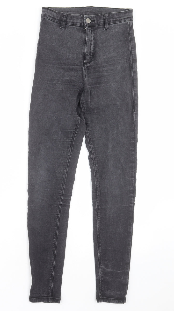 Topshop Womens Black  Cotton Skinny Jeans Size 26 L32 in Regular Button