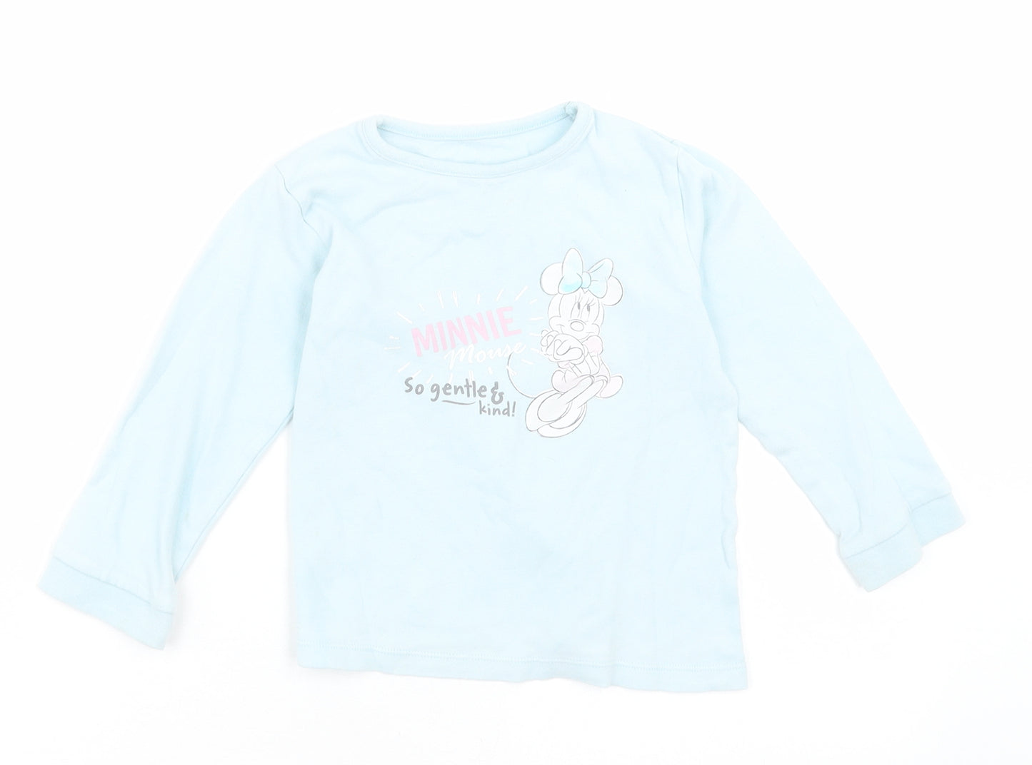 georger Girls Blue  Cotton Basic Casual Size 12-18 Months Crew Neck Pullover - Minnie Mouse