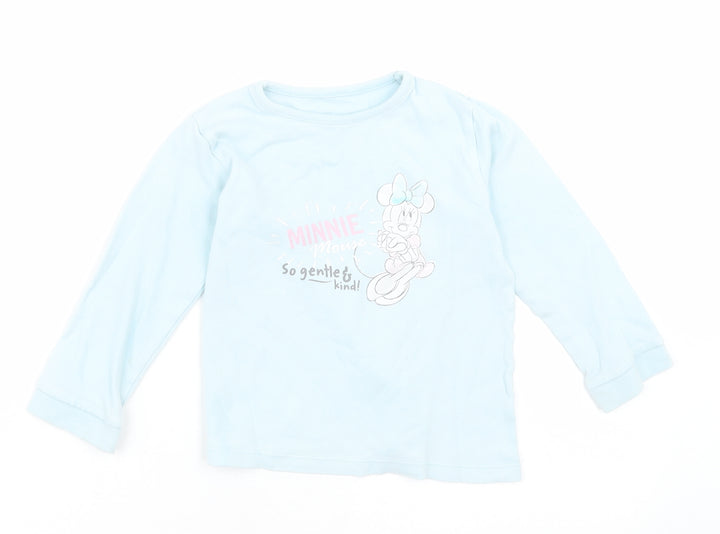 georger Girls Blue  Cotton Basic Casual Size 12-18 Months Crew Neck Pullover - Minnie Mouse
