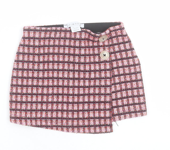 Primark Girls Pink Check Polyester A-Line Skirt Size 2 Years  Regular Button