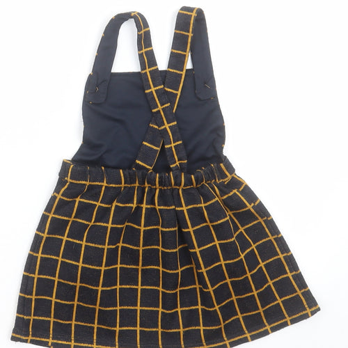 George Girls Black Check Acrylic Pinafore/Dungaree Dress  Size 2 Years  Square Neck Button