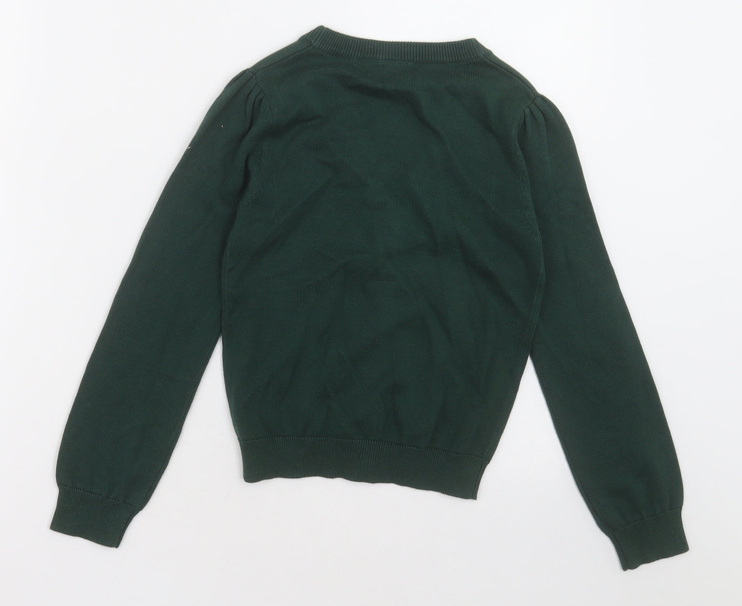 Smart Start Girls Green V-Neck  Cotton Cardigan Jumper Size 6-7 Years  Button - schoolwear