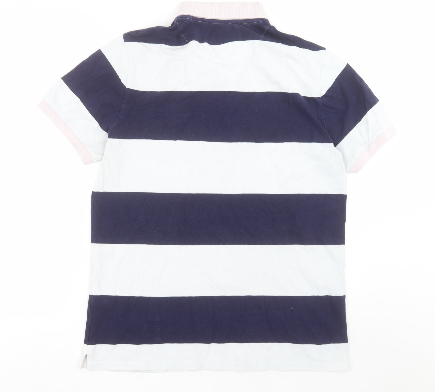 Lyle & Scott Mens White Striped Cotton  Polo Size XL Collared Button