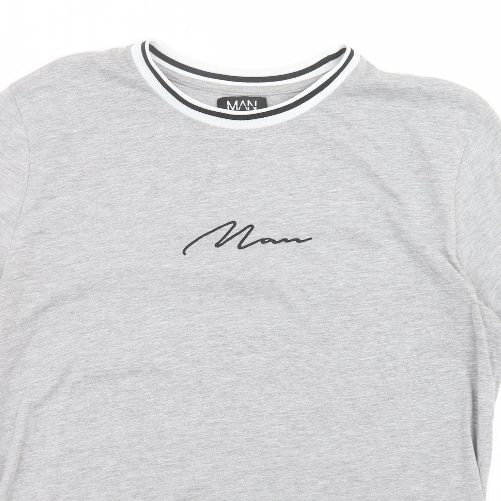 Boohoo Mens Grey  Polyester  T-Shirt Size XL Crew Neck