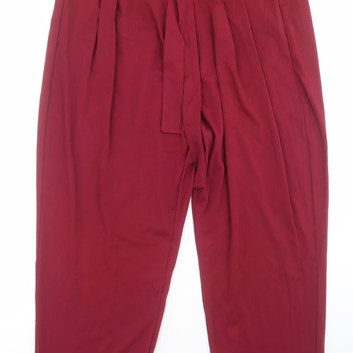 Preworn Womens Red  Polyester Trousers  Size XL L26 in Regular Button